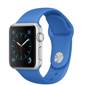Apple Watch Silver Case With Royal Blue Sport Band 42mm