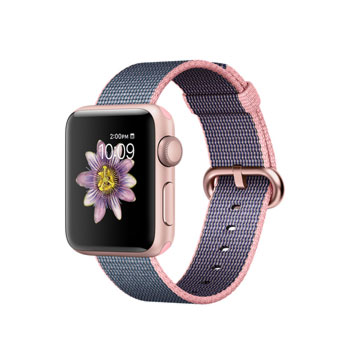 Apple Watch Series 2 Rose Gold with Light Pink Midnight Blue Woven Nylon 38mm