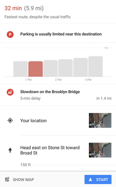 گوگل‌مپس بهترین زمان حرکت به سوی مقصد را اعلام می‌کند